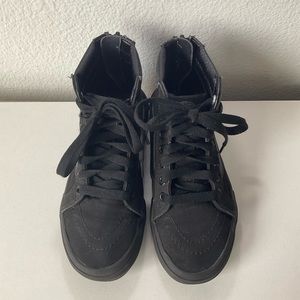 Vans, kids black  Sk8-Hi Zip shoe, size 13.5